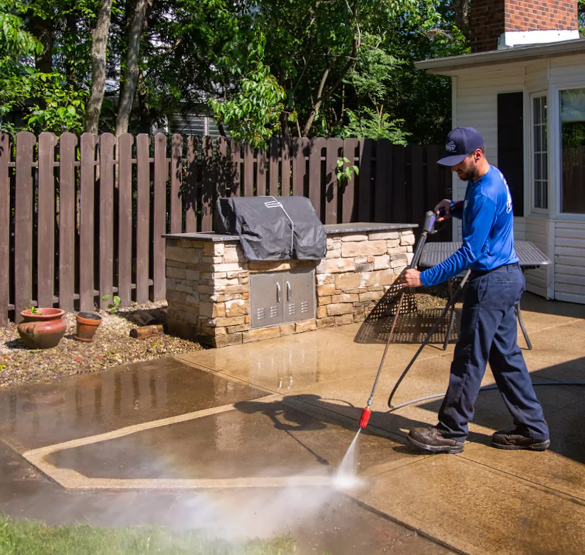 Power washing patio